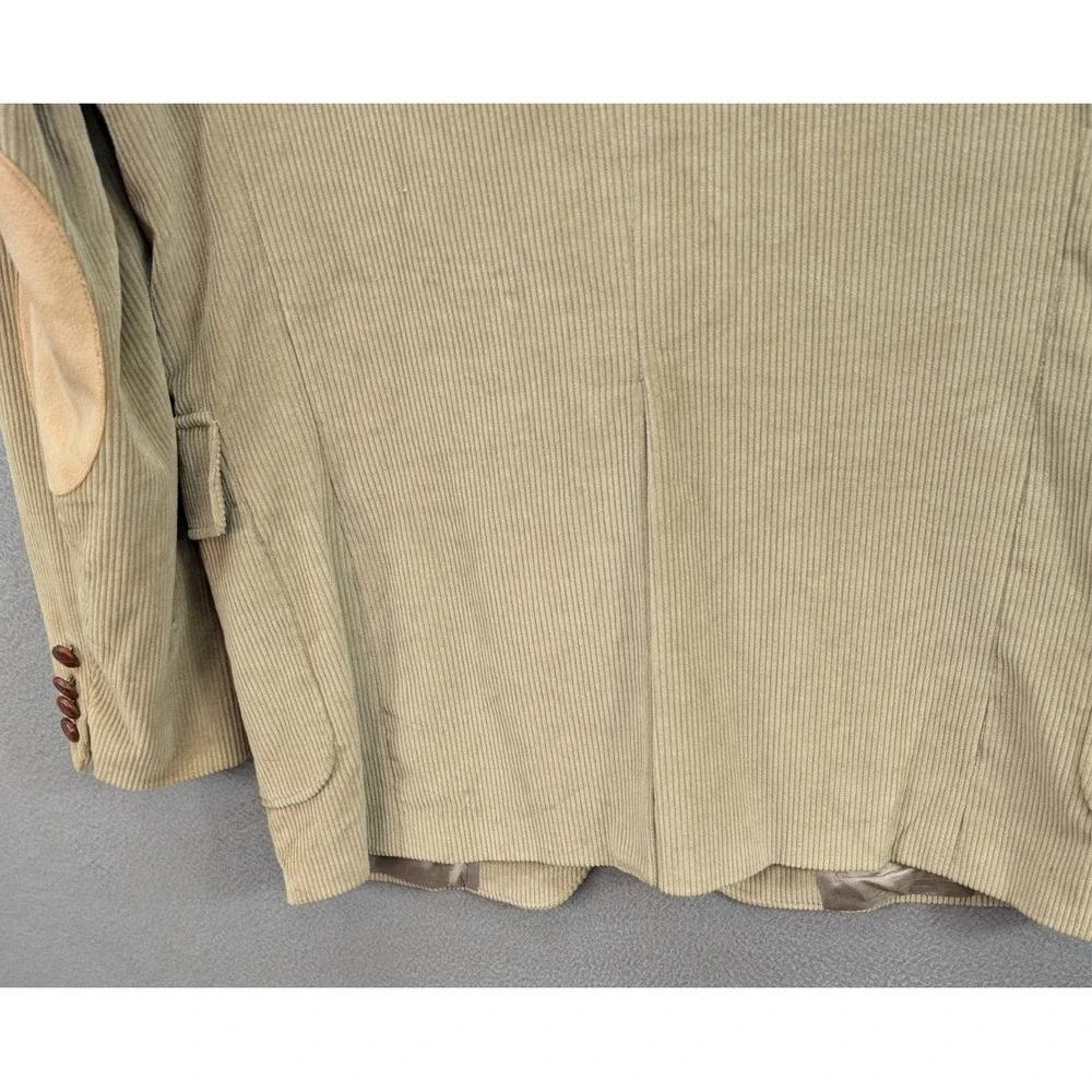 Brookford Corduroy Blazer Jacket Mens Size 44L Faux Suede Elbow Patch Tan Vtg